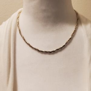 Twist Strand Necklace Goldtone and Silvertone 16"
